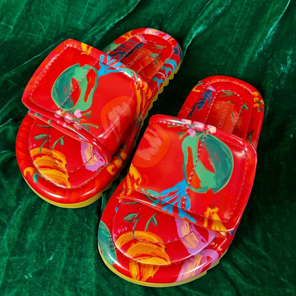 NWOT Farm Rio Colorful Floral Slide Sandals